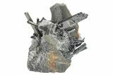 Lustrous, Metallic Stibnite Crystals On Rock - Jiangxi, China #236178-1